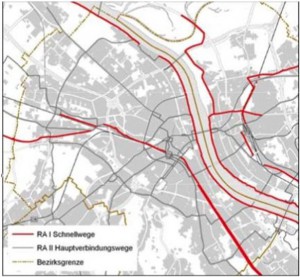 Schnellwegenetz im Stadtbezirkszentrum Bonn