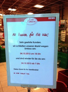 REWE Rahmati Kessenich -- bis zum 24. Oktober 2013 geschlossen